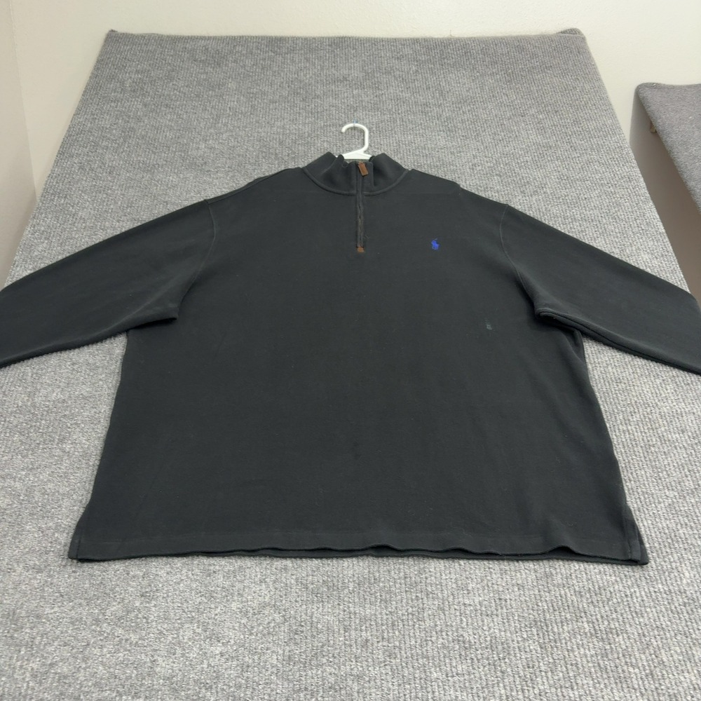 Polo Ralph Lauren Pullover Mens 3XB Black Cotton Quarter Zip Mock Neck Classic